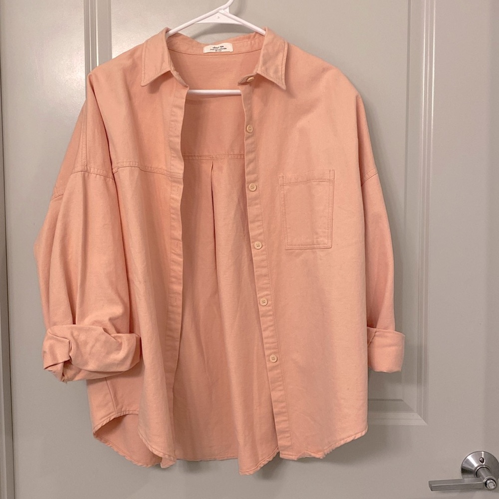 Oversized cotton denim shirt jacket